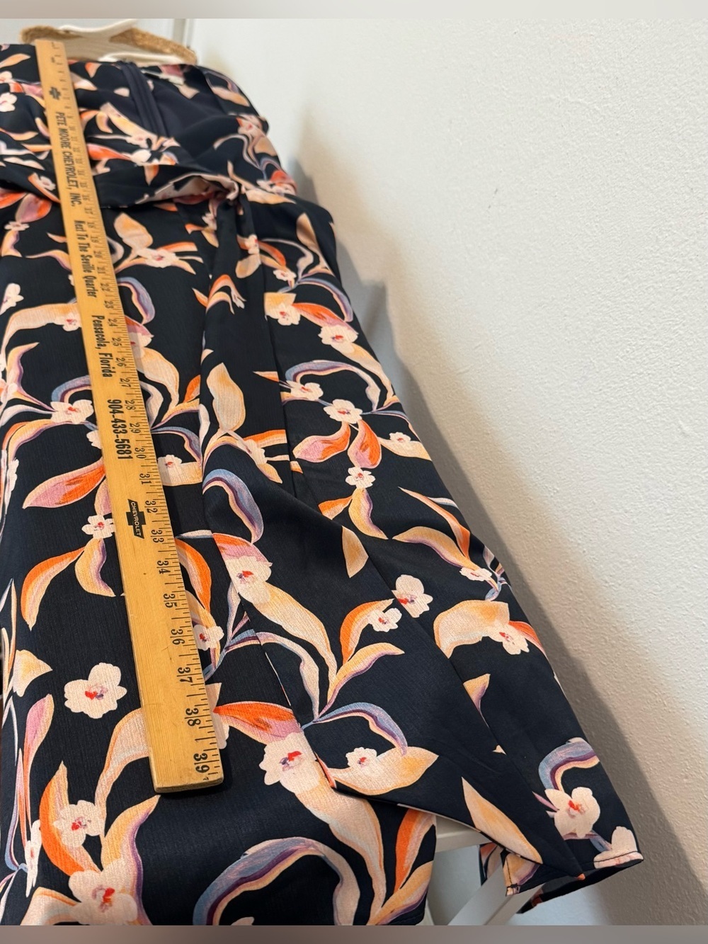 SACHIN & BABI Casey Navy Floral-Print Flared Dress Midi Puff Sleeves ASO Sz 4 - Picture 3 of 11